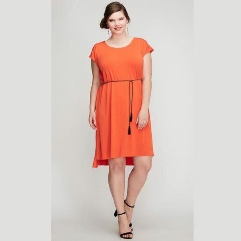 Lane Bryant Short Sleeve Shift Dress Orange 18 20 Nwt